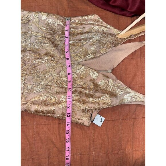 NWT Dress The Population Harper SequinMaxi Gown Dress Rose Gold size Medium - Picture 9 of 12